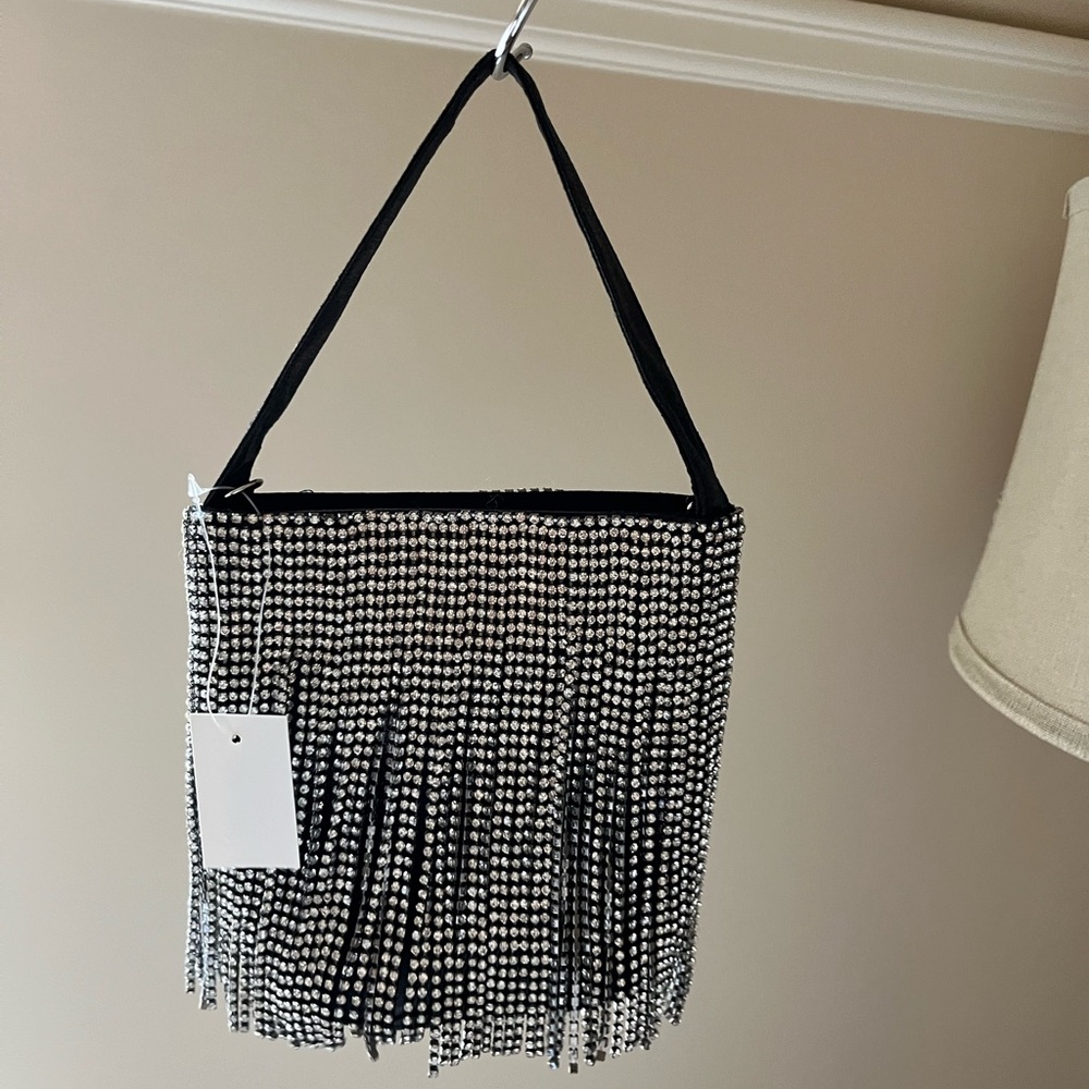 Black and Silver Fringe Handbag